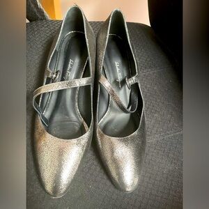 Size 11 Ferragamo Silver Chunky strap heel